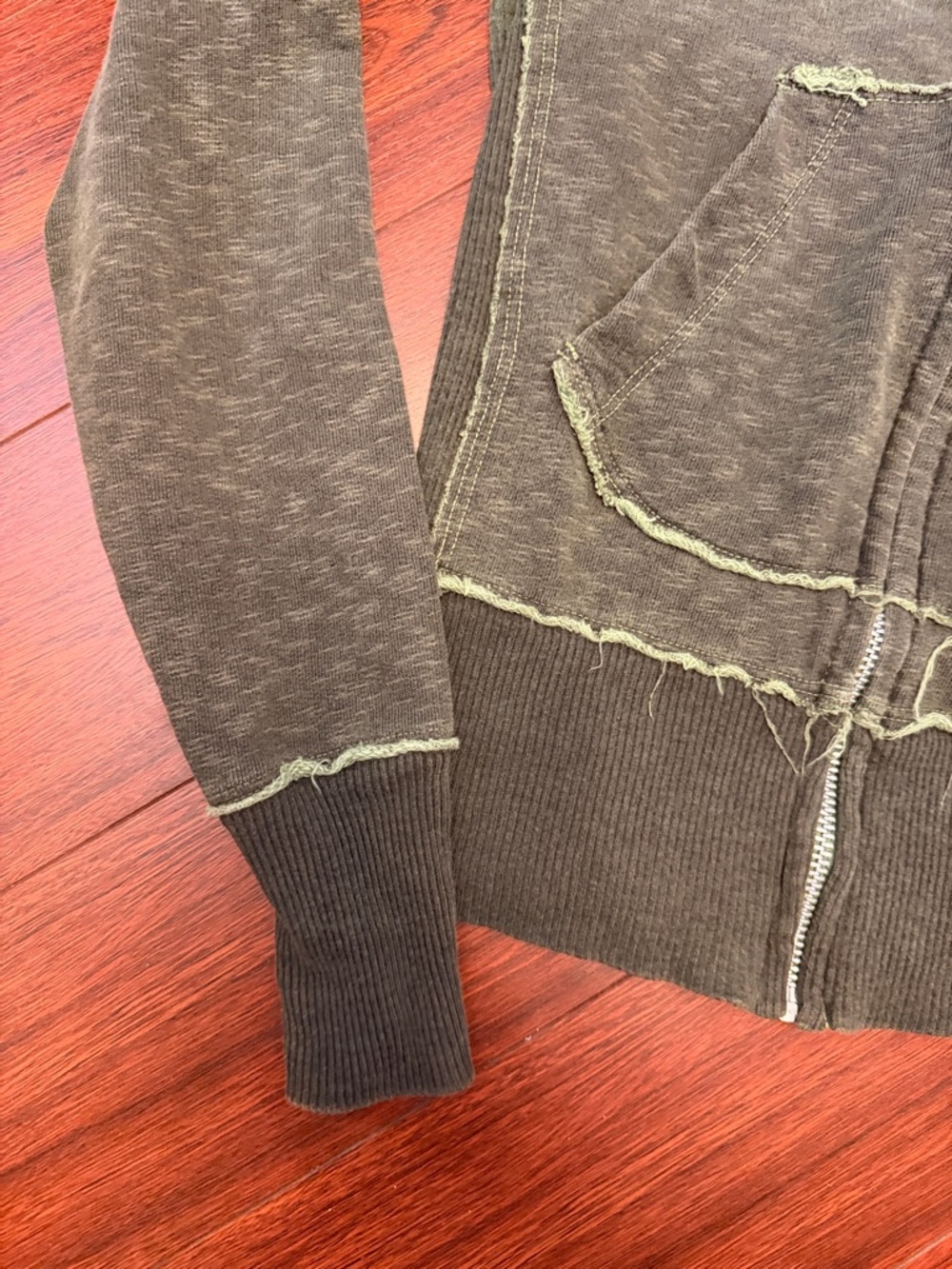 Diesel vintage Olive/Light Green Distressed Zip Hoodie - Picture 3 of 14